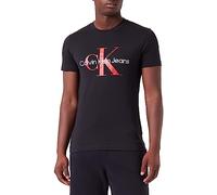 Calvin Klein Camiseta de Manga Corta Hombre Core Monologo Slim Fit, Negro (CK Black/Salsa), XL