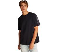 Calvin Klein Camiseta de Manga Corta Hombre Logo Tape tee con Cuello Redondo, Negro (CK Black), XS