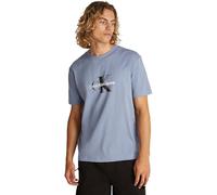 Calvin Klein Camiseta de Manga Corta Hombre Monologo Shift tee de algodón, Azul (Tempest), L