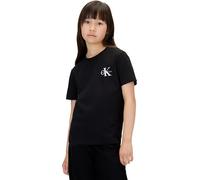 Calvin Klein Camiseta de Manga Corta Infantil Unisex Chest Monologo con Cuello Redondo, Negro (CK Black), 8 Años