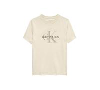 Calvin Klein Camiseta de Manga Corta Infantil Unisex Monogram con Logotipo Grande, Blanco (Whitecap Gray), 8 Años