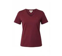 Calvin Klein Camiseta de Manga Corta Mujer Archive Jersey tee con Cuello de Pico, Negro (Berry Glaze), L