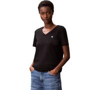 Calvin Klein Camiseta Archive Jersey Mujer manga corta cuello de pico Negro M