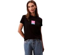 Calvin Klein Camiseta de manga corta Mujer Classic Boxed Monogram con logotipo, Negro (Black), XS