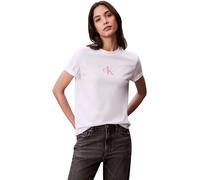 Calvin Klein Camiseta de Manga Corta Mujer Classic Logo tee de algodón, Blanco (Brilliant White), XS