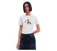 Calvin Klein Camiseta de Manga Corta Mujer Core Monologo con Cuello Redondo, Blanco (Bright White), M