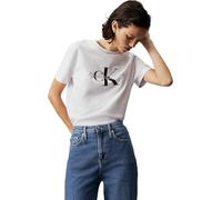 Calvin Klein Camiseta de Manga Corta Mujer Core Monologo con Cuello Redondo, Blanco (Bright White), XL