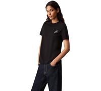Calvin Klein Camiseta de Manga Corta Mujer Embroidered Regular Fit tee con Cuello Redondo, Negro (CK Black), S