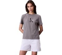 Calvin Klein Camiseta de Manga Corta Mujer Hero Classic Monologo tee con Cuello Redondo, Gris (B30 Grey Heather), M