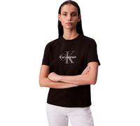 Calvin Klein Camiseta de Manga Corta Mujer Hero Classic Monologo tee con Cuello Redondo, Negro (Black), XXS