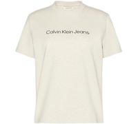Calvin Klein Camiseta de manga corta Mujer Logo Classic Regular Fit, Beige (Vanilla Heather), XXL