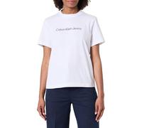 Calvin Klein Camiseta de Manga Corta Mujer Logo Classic Regular Fit, Blanco (Brilliant White), XL