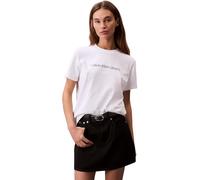 Calvin Klein Camiseta de Manga Corta Mujer Logo Classic Regular Fit, Blanco (Brilliant White), XXL
