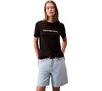 Calvin Klein Camiseta de Manga Corta Mujer Logo Classic Regular Fit, Negro (Black), S