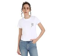 Calvin Klein Camiseta de manga corta Mujer Script Institutional Baby Tee Cuello redondo, Blanco (Bright White), XS