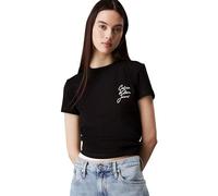 Calvin Klein Camiseta de Manga Corta Mujer Script Institutional Baby tee Cuello Redondo, Negro (CK Black), XXXL