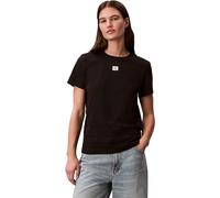 Calvin Klein Camiseta de Manga Corta Mujer Woven Label Classic con Cuello Redondo, Negro (Black), S