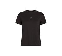 Calvin Klein Camiseta de Manga Corta Mujer Woven Label Regular tee de algodón, Negro (CK Black), L