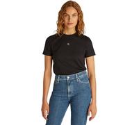 Calvin Klein Camiseta de Manga Corta Mujer Woven Label Regular tee de algodón, Negro (CK Black), M
