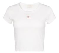 Calvin Klein Camiseta de Manga Corta Mujer Woven Rib Baby tee Cropped