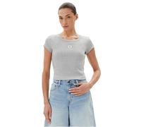 Calvin Klein Camiseta de Manga Corta Mujer Woven Rib Baby tee Cropped