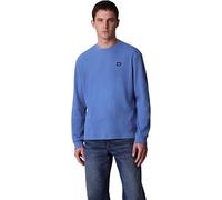 Calvin Klein Camiseta de Manga Larga Hombre Waffle Badge tee con Cuello Redondo, Azul (Dull Nile Blue), L