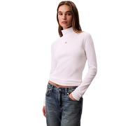 Calvin Klein Camiseta de Manga Larga Mujer Woven Turtleneck de con Cuello Vuelto, Blanco (Brilliant White), S