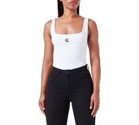 Calvin Klein Camiseta de Tirantes Mujer CK Rib Cuello Redondo, Blanco (Bright White), M
