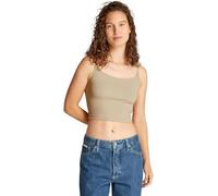 Calvin Klein Camiseta de Tirantes Mujer Elastic Strappy Top con Logotipo en los Tirantes, Beige (White Pepper), M