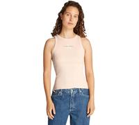 Calvin Klein Camiseta de Tirantes Mujer Monologo Rib Skinny Fit, Beige (Brazilian Sand), XS