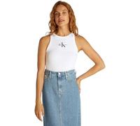 Calvin Klein Camiseta de Tirantes Mujer Monologo Rib Skinny Fit, Blanco (Brilliant White), L
