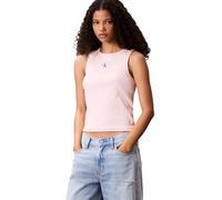 Calvin Klein Camiseta de Tirantes Mujer Woven Label Cotton Rib con Logotipo, Rosa (Cloud Pink), M