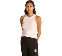 Calvin Klein Camiseta de Tirantes Mujer Woven Label Rib Slim Fit, Rosa (Silver Peony), L