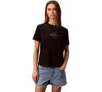 Calvin Klein Camiseta SS Clasic Monologo LV047F831G Graphic tee para Mujer, Color Negro, Talla XS