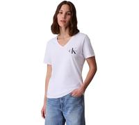 Calvin Klein Camisetas de Manga Corta Pack de 2 Mujer Logo tee con Cuello de Pico, Blanco (Brilliant White), XL