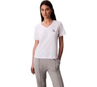 Calvin Klein Camisetas de Manga Corta Pack de 2 Mujer Logo tee con Cuello de Pico, Multicolor (Black/Brilliant White), S
