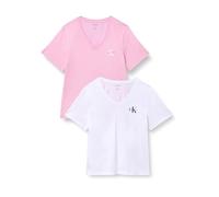 Calvin Klein Camisetas de manga corta Pack de 2 Mujer Logo Tee con cuello de pico, Rosa (Fairy Tale), XXS