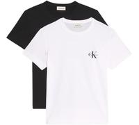 Calvin Klein Camisetas de Manga Corta Pack de 2 Mujer Logo tee con Cuello Redondo, Multicolor (Black/Brilliant White), XXL