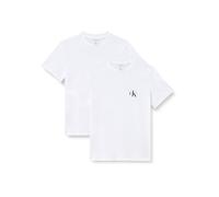 Calvin Klein Camisetas de Manga Corta Pack de 2 Mujer Logo tee con Cuello Redondo, Blanco (Brilliant White), S