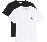 Calvin Klein Camisetas de Manga Corta Pack de 2 Mujer Logo tee con Cuello Redondo, Multicolor (Black/Brilliant White), XL