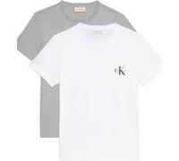 Calvin Klein Camisetas de manga corta Pack de 2 Mujer Logo Tee con cuello redondo, Multicolor (Heroic Grey Heather / Brilliant Whi), XL