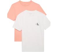Calvin Klein Camisetas de Manga Corta Pack de 2 Mujer Logo tee con Cuello Redondo, Multicolor (Just Peach/Brilliant White), S
