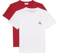 Calvin Klein Camisetas LV047C905G con Logotipo A para Mujer, Paquete de 2, Color Rojo (Adrenaline Rush/Blanco Brillante), S, Rojo (Adrenaline Rush/Brilliant White), S