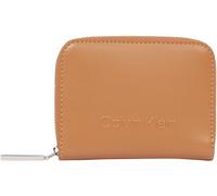 Calvin Klein Cartera Mujer Embossed Logo Zip Pequeña, Marrón (Lion), Talla única