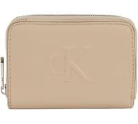 Calvin Klein Cartera Mujer Sculpted Flap Zip Around pequeña, Gris (Crockery), Talla Única