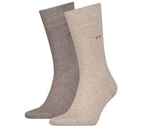 Calvin Klein Casual Flat Knit Cotton Men's Crew Socks 2 pack, Calcetín clásico de los hombres, brown melange, 43/46