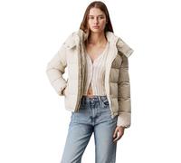 Calvin Klein Cazadora acolchada Mujer Matte Short Puffer con capucha, Beige (Pelican), XL