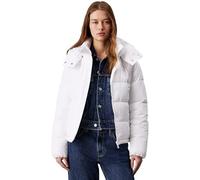Calvin Klein Cazadora acolchada Mujer Matte Short Puffer con capucha, Blanco (Bright White), XXS
