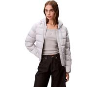 Calvin Klein Chaqueta corta ligera de satén con logotipo PUF LV047E509G para mujer, color gris (gris silencioso), talla L, Gris (gris silencioso), L