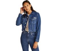 Calvin Klein Cazadora vaquera Mujer Cropped 90'S Denim Trucker con bolsillos en el pecho, Azul (Denim Medium), S